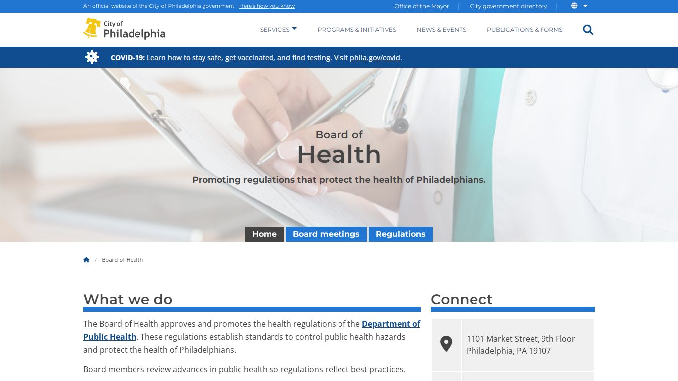 Board of Health | Homepage | City of Philadelphia