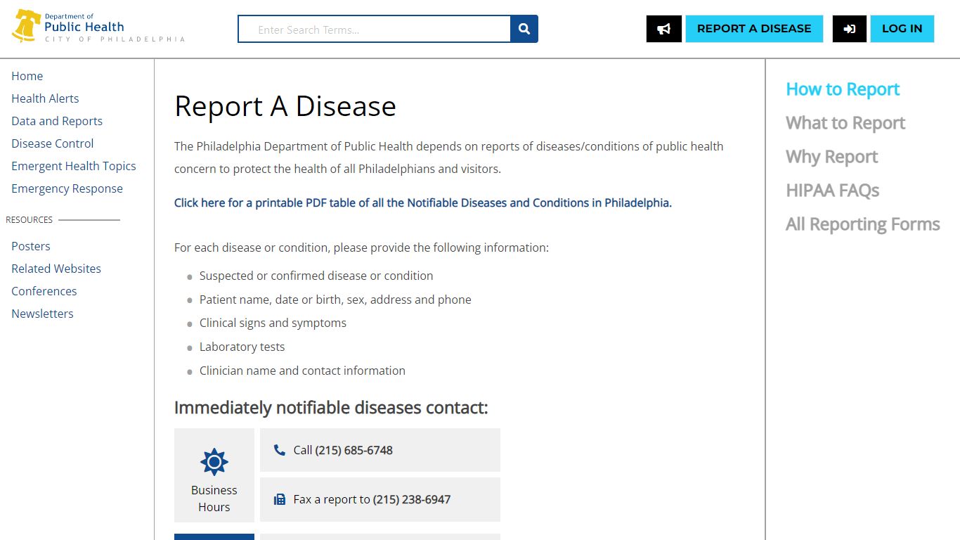 Philadelphia Department of Public Health - Report A Disease - PDPH ...